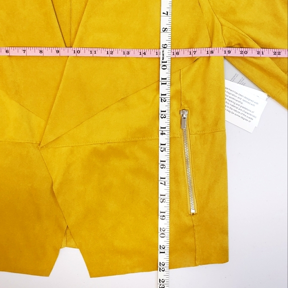 BAGATELLE Faux Suede Long Sleeve Drape-Front Yellow Jacket--M - Picture 13 of 14